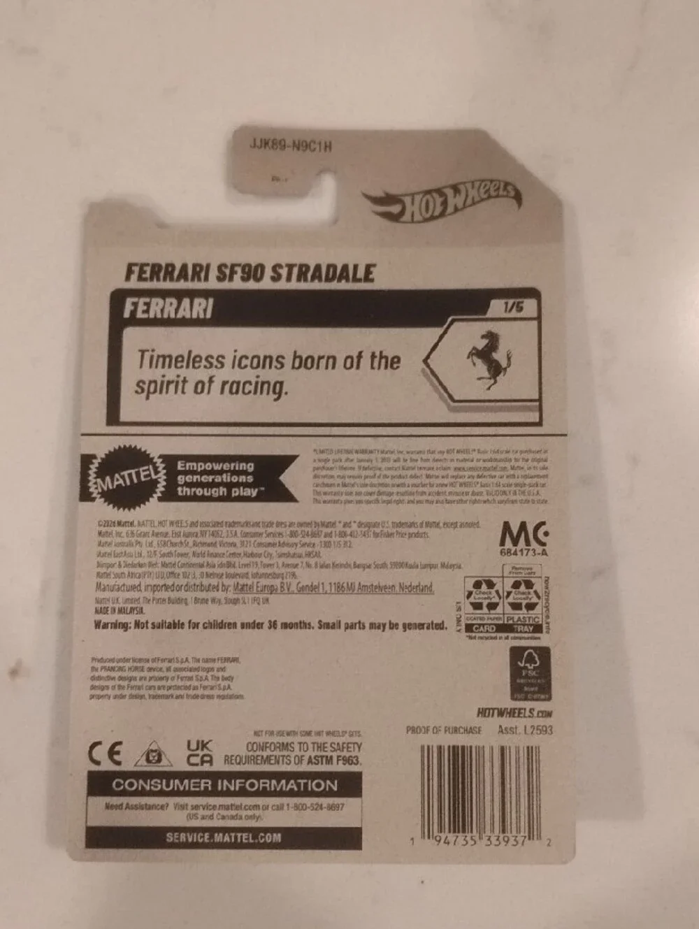 Mattel display visible die